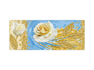 Large format horizontal backsplash - magnetic and non magnetic tempered glass: Abstract art on canvas - roses.