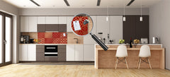 Large format horizontal backsplash - magnetic and non magnetic tempered glass: Golden Chinese paper