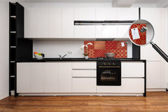 Large format horizontal backsplash - magnetic and non magnetic tempered glass: Golden Chinese paper