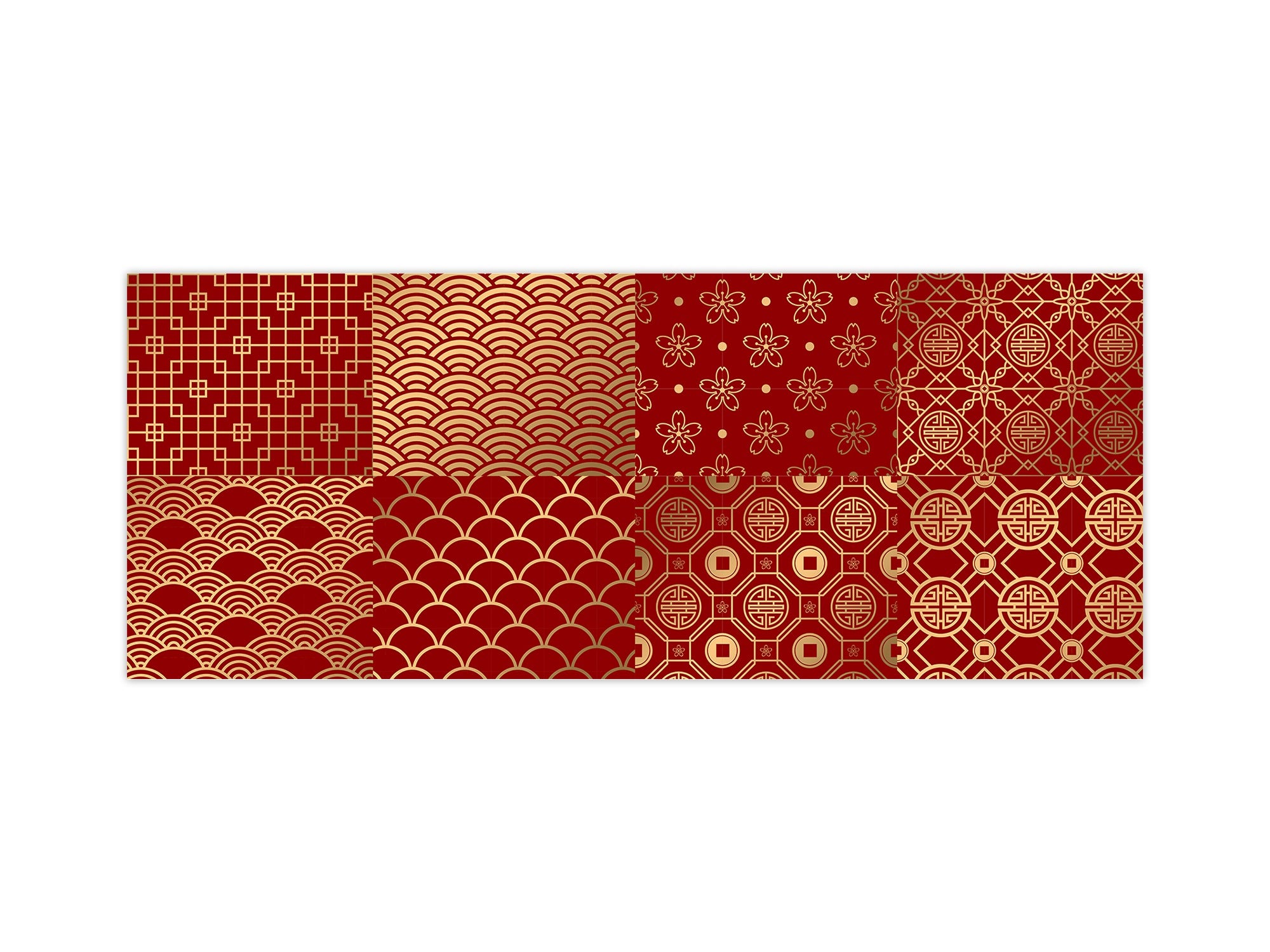 Large format horizontal backsplash - magnetic and non magnetic tempered glass: Golden Chinese paper