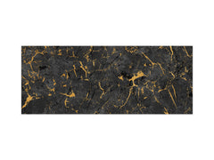 Large format horizontal backsplash - magnetic and non magnetic tempered glass: Black marble with golden veins