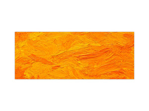 Glass splashback with metal backing in wide format - Kitchen tempered glass panel: Orange-yellow oil tempera