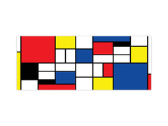 Glass splashback with metal backing in wide format - Kitchen tempered glass panel: Checkered Piet Mondrian style