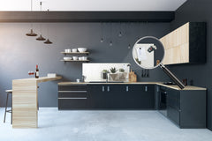 Glass splashback with metal backing in wide format - Kitchen tempered glass panel: Succulent plants in  flowerpots