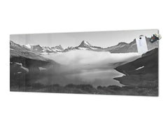 Glass splashback with metal backing in wide format - Kitchen tempered glass panel: Mountain landscapes