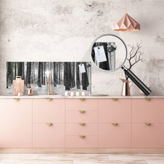 Glass splashback with metal backing in wide format - Kitchen tempered glass panel: Tribute Ansel Adams Walking Forest