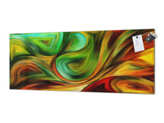 Glass splashback with metal backing in wide format - Kitchen tempered glass panel: Wavy forms  modern art