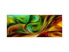 Glass splashback with metal backing in wide format - Kitchen tempered glass panel: Wavy forms  modern art