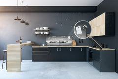 Glass splashback with metal backing in wide format - Kitchen tempered glass panel: Herd of African elephants 2