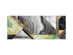 Glass splashback with metal backing in wide format - Kitchen tempered glass panel: Modern minimalist mosaic inlay