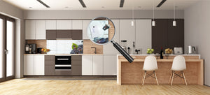 Wide-format tempered glass kitchen wall panel with metal backing - and without: Black grapes and wine glass