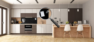 Wide-format tempered glass kitchen wall panel with metal backing - and without: Wild Cat face