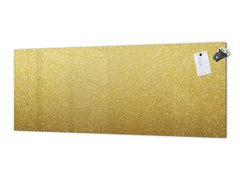 Toughened printed glass backsplash - Wideformat steel coated wall glass splashback: Gold glitter  texture