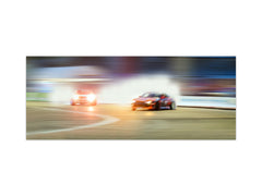 Toughened printed glass backsplash - Wideformat steel coated wall glass splashback: Blurred  drift cars