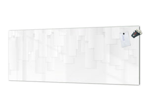 Toughened printed glass backsplash - Wideformat steel coated wall glass splashback: Abstract white and gray square