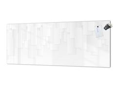 Toughened printed glass backsplash - Wideformat steel coated wall glass splashback: Abstract white and gray square