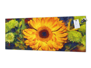 Wide format Wall panel with magnetic and non-magnetic metal sheet backing: Gerbera bouquet - Van Gogh style