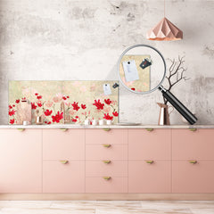 Panel de pared de gran formato con respaldo de chapa metálica magnética y no magnética: Flor roja y rosa