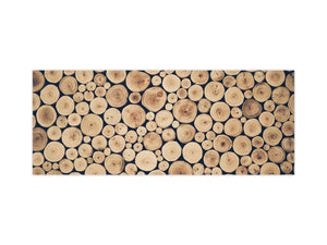 Wide format Wall panel with magnetic and non-magnetic metal sheet backing: Round teak wood stumps