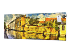 Tempered Glass magnetic and non magnetic splashback in wide-format: Brugia - oil painting