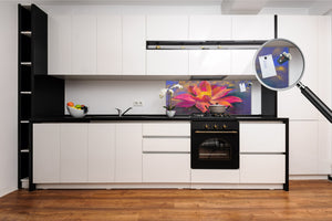 Tempered Glass magnetic and non magnetic splashback in wide-format: Modern painting of beautiful Lily