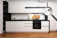 Contemporary glass kitchen panel - Wide format wall backsplash: Walnut brains