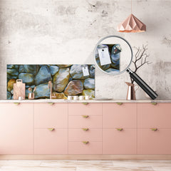 Contemporary glass kitchen panel - Wide format wall backsplash: Stone wall vectors 2