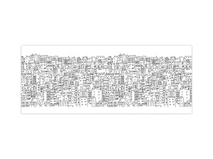 Contemporary glass kitchen panel - Wide format wall backsplash: Doodle city landscape