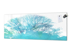 Contemporary glass kitchen panel - Wide format wall backsplash: Watercolor Tree silhouette