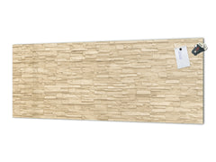 Contemporary glass kitchen panel - Wide format wall backsplash: Stone wall in  yellow