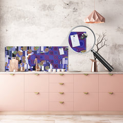 Tempered Glass magnetic and non magnetic splashback in wide-format: Abstract in Gustav Klimt style