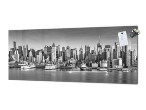 Tempered Glass magnetic and non magnetic splashback in wide-format: New York landscape