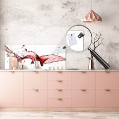 Tempered Glass magnetic and non magnetic splashback in wide-format: Red wine closeup