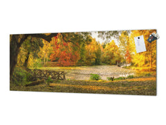 Tempered Glass magnetic and non magnetic splashback in wide-format: The bridge on lake - Oil painting digital art