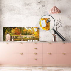 Tempered Glass magnetic and non magnetic splashback in wide-format: The bridge on lake - Oil painting digital art