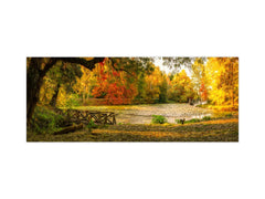 Tempered Glass magnetic and non magnetic splashback in wide-format: The bridge on lake - Oil painting digital art