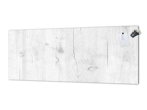 Tempered Glass magnetic and non magnetic splashback in wide-format: White  wood surface