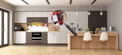 Tempered Glass magnetic and non magnetic splashback in wide-format: Fresh fruits for the wall 2