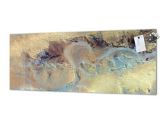 Glass kitchen panel with and w/o stainless steel back-coating: Winding river abstract photography