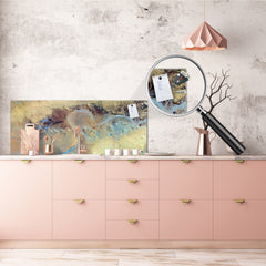 Glass kitchen panel with and w/o stainless steel back-coating: Winding river abstract photography