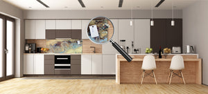 Glass kitchen panel with and w/o stainless steel back-coating: Winding river abstract photography