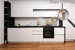 Glass kitchen panel with and w/o stainless steel back-coating: The structure precious stone