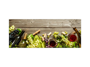 Glass kitchen panel with and w/o stainless steel back-coating: Wine composition in light
