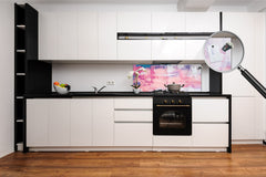 Glass kitchen panel with and w/o stainless steel back-coating: Digital wall art 2