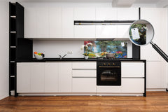 Glass kitchen panel with and w/o stainless steel back-coating: Colorful forest