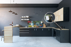 Glass kitchen panel with and w/o stainless steel back-coating: Colorful forest