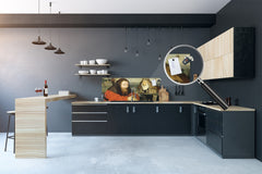 Glasrückwand mit und ohne Metallblechrückwand mit magnetischen Eigenschaften: Die Versuchung des Heiligen Antonius von Hieronymus Bosch 