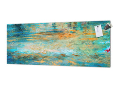 Glass backsplash w/ and w/o metal sheet backing with magnetic properties: Oil painting on canvas