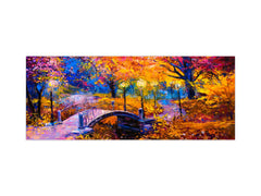 Glass backsplash w/ and w/o metal sheet backing with magnetic properties: Autumn bridge