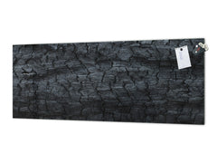 Glass backsplash w/ and w/o metal sheet backing with magnetic properties: Charcoal texture